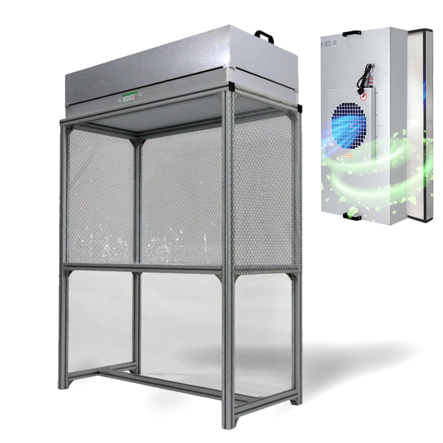 Vertical Laminar Flow-Hood, Air Flow Clean Bench 47.2 x 23.6 x 59 Working Area, 110V Aluminum Dust Free Workshop for Clean Rooms Microelectronics Labs Experiments