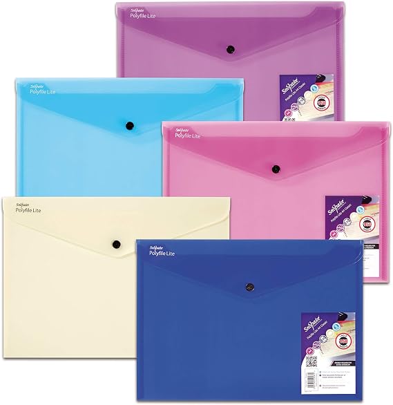 Snopake A4 Polyfile Lite Popper Wallet Lite Assorted [Pack of 5] Ref: 15411