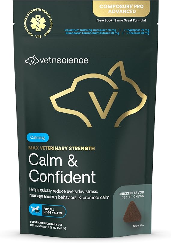 VETRISCIENCE Max Veterinary Strength Calm & Confident Chews, 45 Count