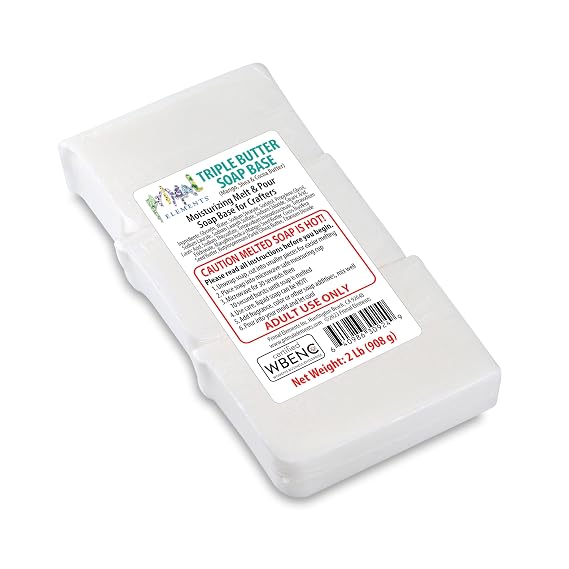Primal Elements Triple Butter Soap - Moisturizing Melt and Pour Glycerin Soap Base for Crafting and Soap Making, Easy to Cut - 2 Pound