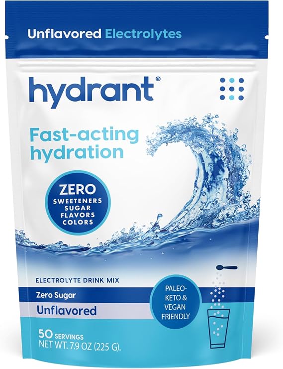 Hydrant - Bulk Hydration Powder, Unflavored, 50 Servings Fast Acting Electrolyte Rehydration Powder - Zero Sugar Flavorless Drink Mix for Daily Use, Travel & Workouts
