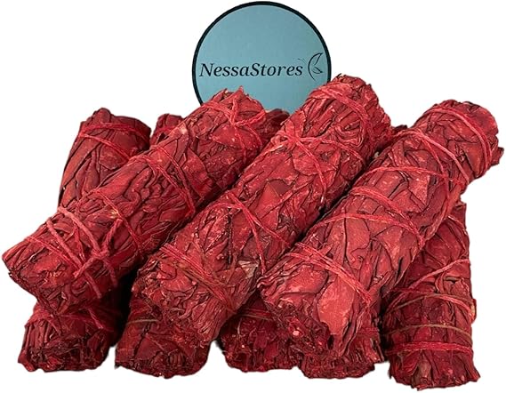 NessaStores 1 Dragon's Blood Sage Smudge Stick, 4 Inch Hand Tied, All Natural, Ethically Sourced for Home Cleansing, Stress Relief, Clearing Negative Energy. JC-160