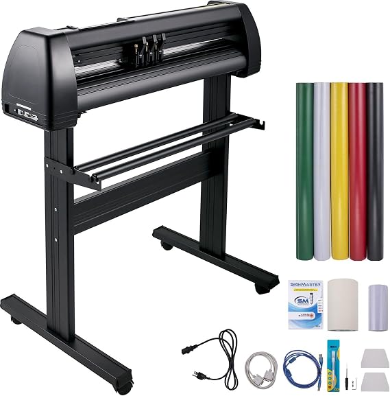 Vinyl Cutter Machine, 28inch Vinyl Plotter, LCD Display Plotter Cutter, Adjustable Double-Spring Pinch Rollers Sign Cutting Plotter, Plotter with Signmaster Software for Design and Cut