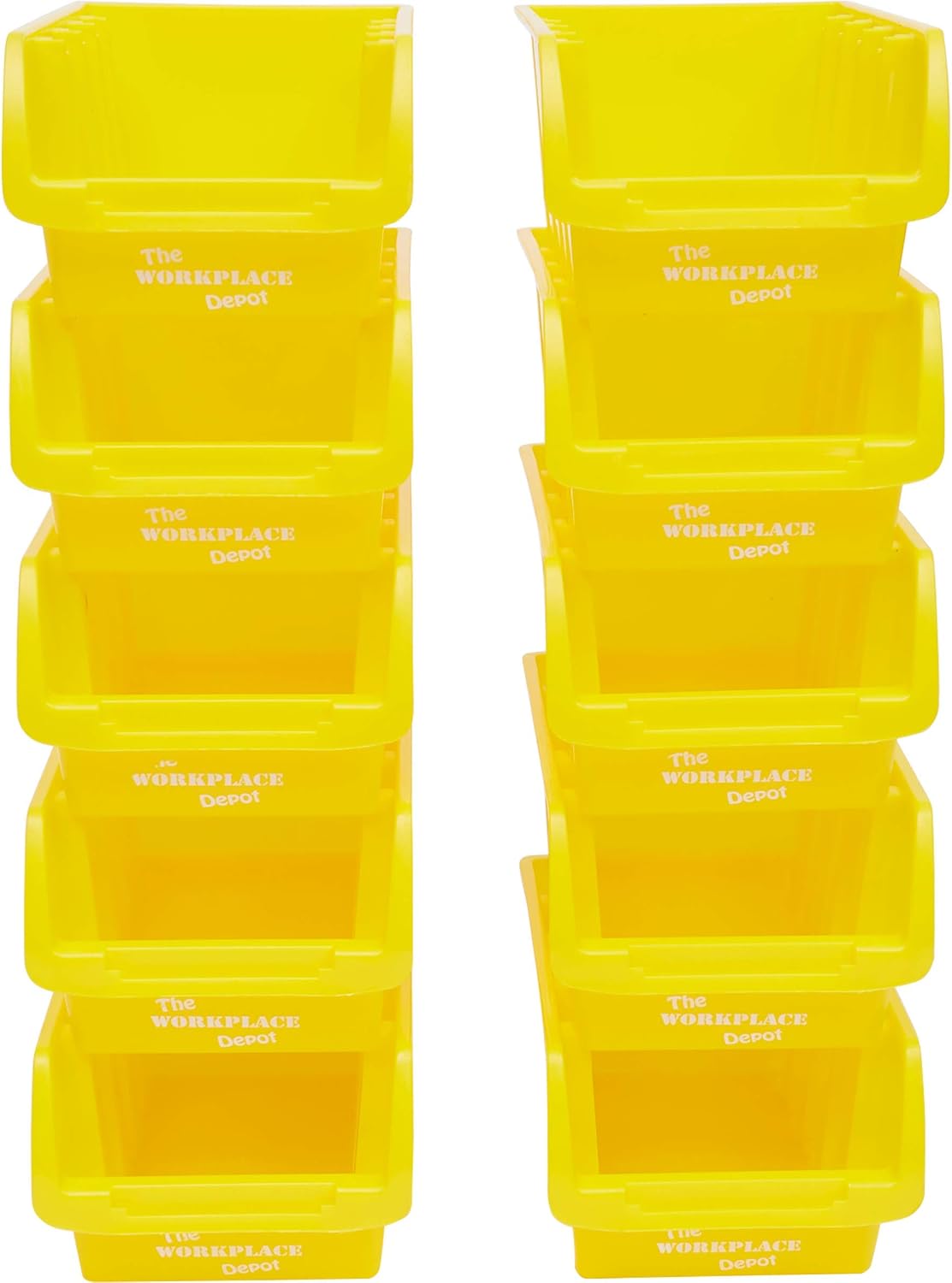 The Workplace Depot Plastic Picking Bins, Semi Open Fronted Stackable Parts Storage Pick Containers (Yellow)