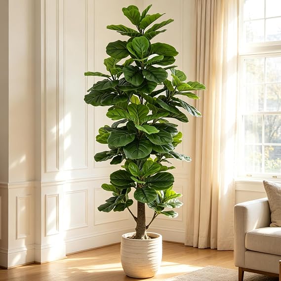 Artificial Fiddle Leaf Fig Tree 6FT with Thick 148 Leaves Lifelike
