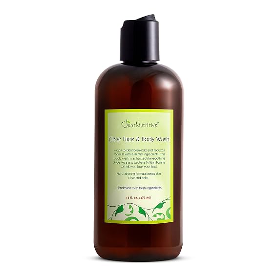 Just Nutritive Acne Clear Face and Body Wash | Adult Acne Treatment | Acne Face Wash | Face Skin Care | Back Acne Treatment | Acne Cleansers 16 Oz
