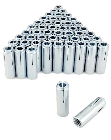 QWORK Drop-in Anchor, 50 Pcs 1/2"-13 Inner Female Thread Expansion Anchor, Zinc Plated Surface Drop in Anchors for Solid Concrete(Only)