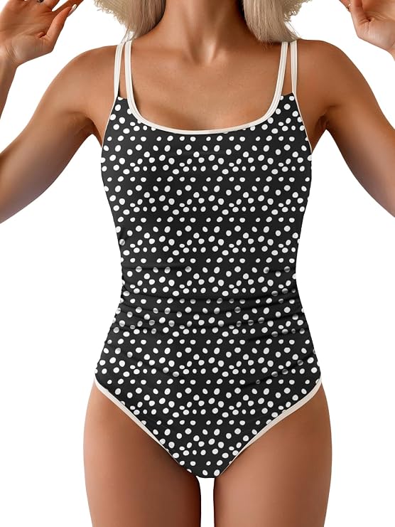 Aidonger One Piece Swimsuit for Women Tummy Control Slimming Bathing Suit Color Block Swim Suit Swimwear