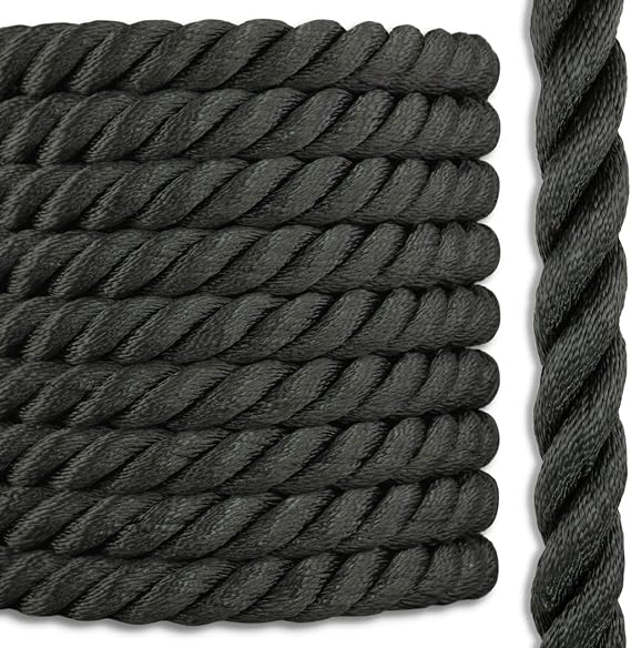 Black Nylon Rope | 3 Strand Twisted | 100% Nylon | 3/8 in. x 300 feet