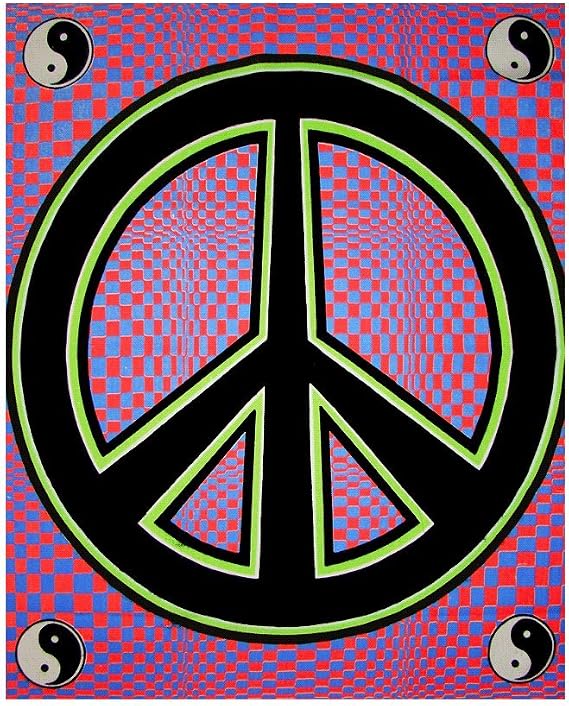 Opticz Peace Sign Blacklight Reactive Cloth Wall Hanging