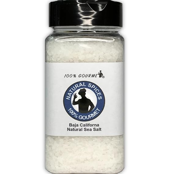 100% Gourmet Baja California Sea Salt Small Coarse Pacific Ocean Mineral Sea Salt Hand Harvested, Unrefined Balanced Flavor for Cooking, Seafood & Finishing 12 oz Jar