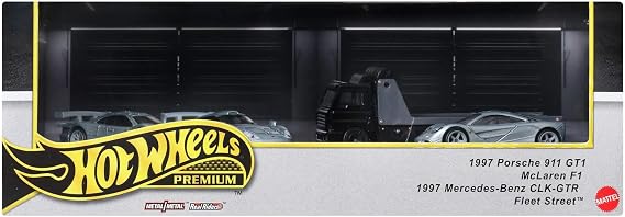 Hot Wheels Premium Collector sergilenmeye uygun setler, 3 adet 1:64 ölçekli araba ve 1 adet 1:64 ölçekli Team Transport araç, Metal/Metal şasi ve Real Riders tekerlekler, JBM07