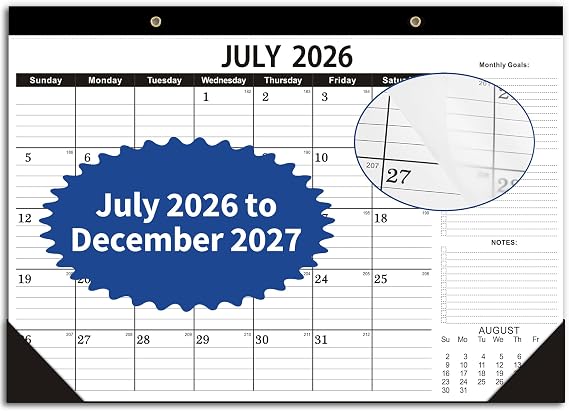 Desk Calendar 2026-2027,July 2026 to December 2027, Desk calendar 2026-2027 with to-do list,2027 Calendar 18 Months,Calendar 2026-2027-17" x 12" for Home or Office.