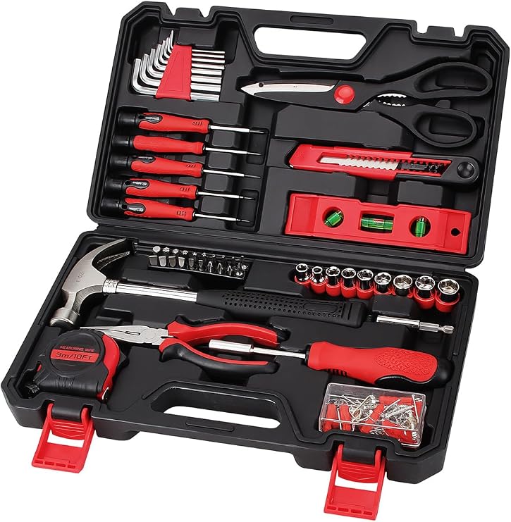 Home Tool Set, 51-Piece Tool Set, Home Use, Sunday Carpentry, DIY Set, Work Tool Set, Furniture Assembly, Home Maintenance, Repair Tool Set, Convenient Storage Case Included