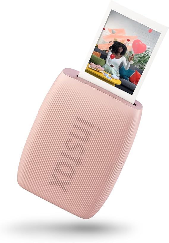 Instax Mini Link3 R Pink Ex D | Yüksek hızlı baskı, entegre AR 3D efektler, kolaj için tıklama modu, resim boyutu 62 x 46 mm