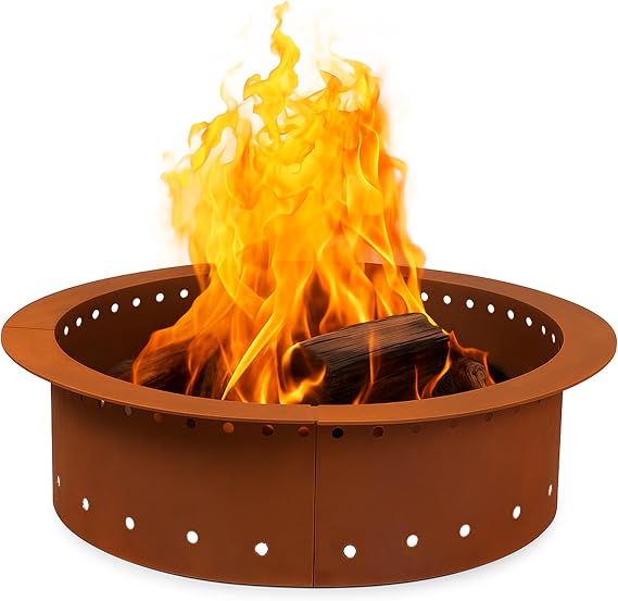 Iron Forge Tools Smokeless Outdoor Fire Pit Ring Insert 36 Inch Round