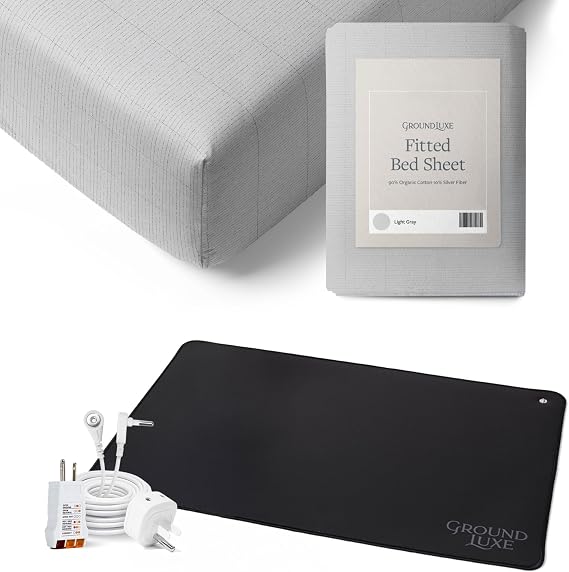 GroundLuxe Twin XL Light Gray Grounding Sheet & Mat Bundle