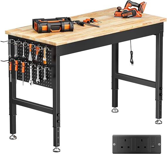 121 x 60 cm Heavy-Duty WorkBench, 6 Adjustable Heights
