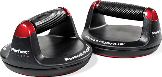 Perfect Pushup Elite - Rotating Handle Design with Steel Ball Bearings for Smooth, Effortless Handle Rotation - Ergonomic Grips, 8" Base & Textured, Non-Slip Bottom Treads - Supports up to 400lbs