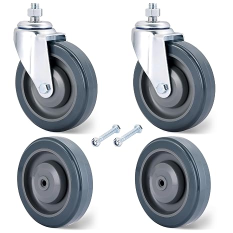 Shopping Cart Wheels Replacement Kit, 5 Inch 4 Pack