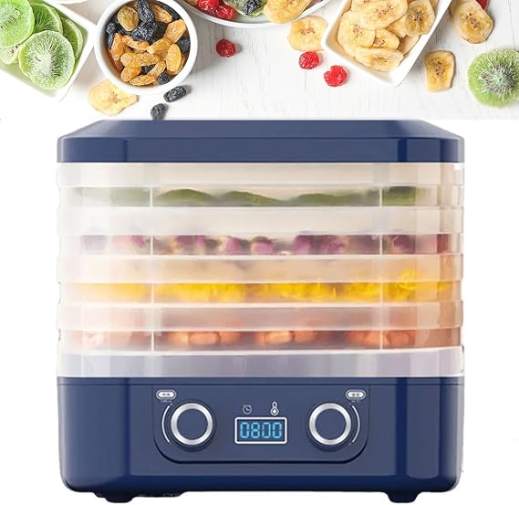 Food Dehydrator Machine, Dehydrator For Food And Jerky With 5-Trays Adjustable, 48h Timer And Temperature Control(95oF-158oF) For Food, Jerky, Meat, Fruit, Herbs And Vegetable,Blue