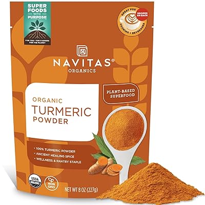 Navitas Organics Turmeric Powder for Smoothies, Golden Milk, Curries & More Natural Curcumin Anti-inflammatory USDA Organic, Non GMO, Kosher Gluten Free, Vegan 8oz. Bag, 45 Servings