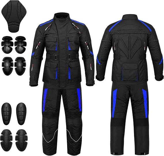 Mens Motorbike Suit Waterproof Cordura Jacket with Trouser Motorcycle, Biker Protection CE Approved