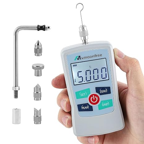 5N Digital Force Gauge Push Pull Tester Portable with Case | Auto Backlit LCD Large Screen Auto Power Off Units N/LB/Kg/Oz High Precision Sensor For School Lab Mechanical Physics