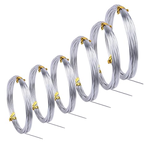 6 Rolls Silvery DIY Craft Art Aluminum Wire, 1mm, 1.5mm, 2mm, 3mm in Diameter