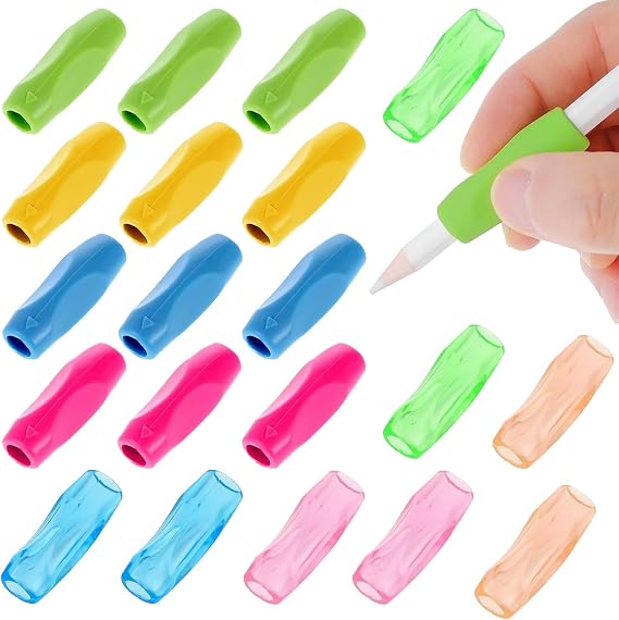 20pcs Silicone Pencil Grips, Ergonomic Triangle Writing Aid for Adults