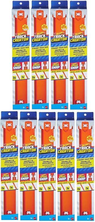 Hot Wheels Track Creator Straight Track Pack, Bundle of 9