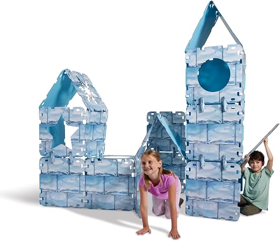 Hearthsong Frozen Igloo Fantasy Fort, Indoor/Outdoor 32-Panel Igloo Fantasy Fort Kit, 22 sq. Square Cardboard Panels, Hook and Loop Connectors, Ages 4 and Up
