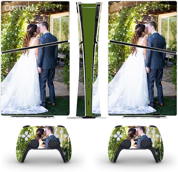 Personalized Vinyl Skin Sticker Decal Wrap Cover for PS5 Slim Digital | Custom Full Body Cover Skin for PS5 Slim Console Controller,Decal Wrap with your pictures,Fade resistant,scratch-resistant