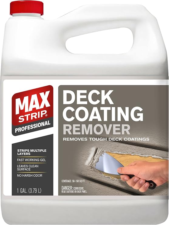 Max Strip Deck Stain & Coating Remover, Heavy Duty Wood Stripper, 1 Gal | Heavy-duty deck coating stripper. Removes solid stains, semi-transparent finishes & acrylic sealers from exterior wood.