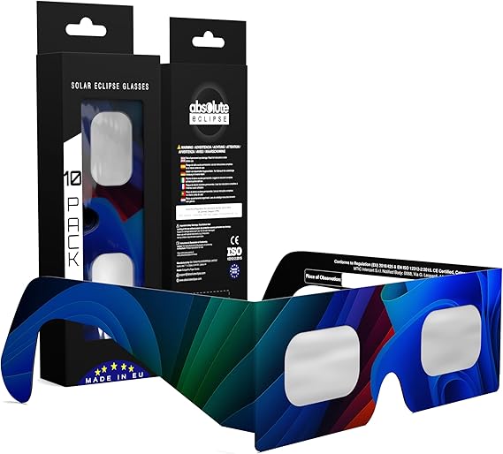 Solar Eclipse Glasses ISO 12312-2 & CE Certified – Safe Solar Viewing for Direct Sun & August 2026 Eclipse | Paper Cardboard Frame, Made in EU | For Kids & Adults