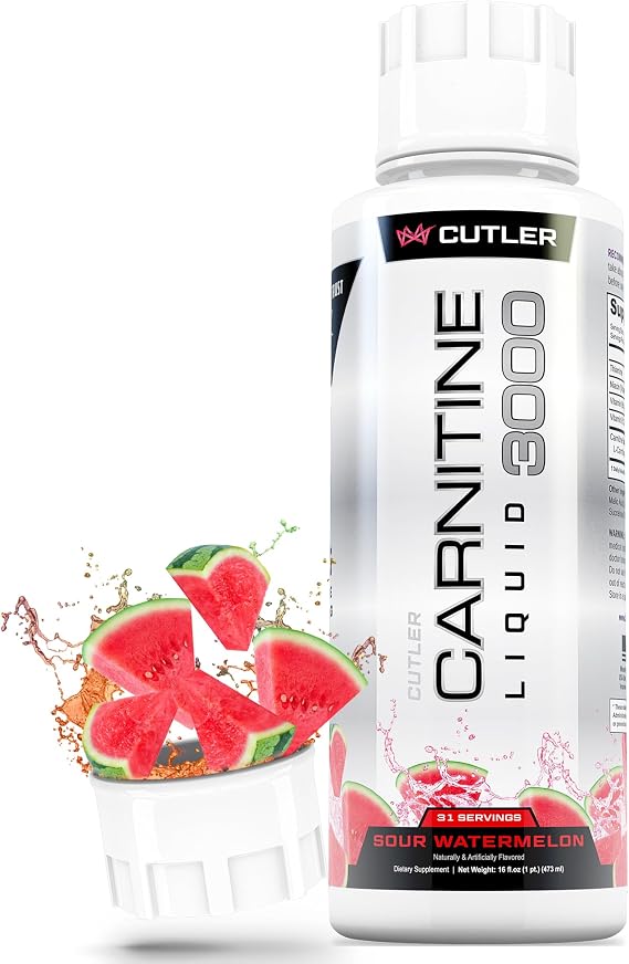 Cutler Nutrition Liquid L-Carnitine Fat Burner with Acetyl L-Carnitine | Watermelon Flavor, 16 fl oz | Triple-Form Liquid with L-Carnitine Tartrate for Energy, Metabolism and Workout Support
