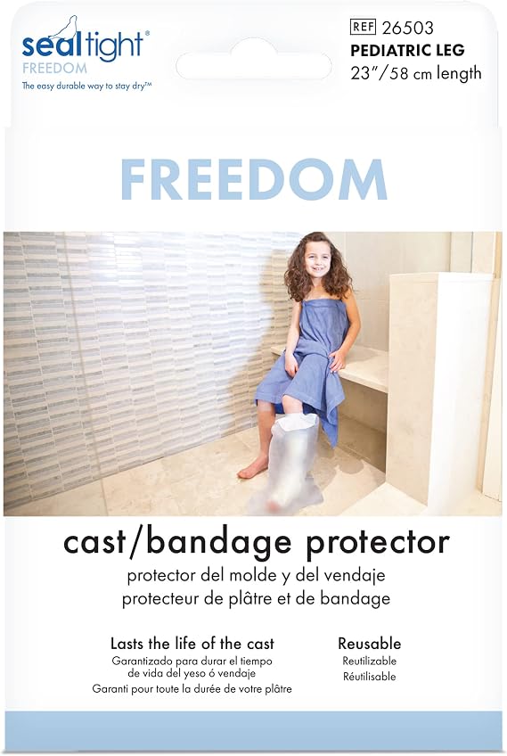 Brownmed - Seal-Tight Freedom Cast & Bandage Protector - Kid's Leg & Foot Cast Cover for Showers & Swimming - Durable Shower Bag for Leg Cast - Pediatric Leg