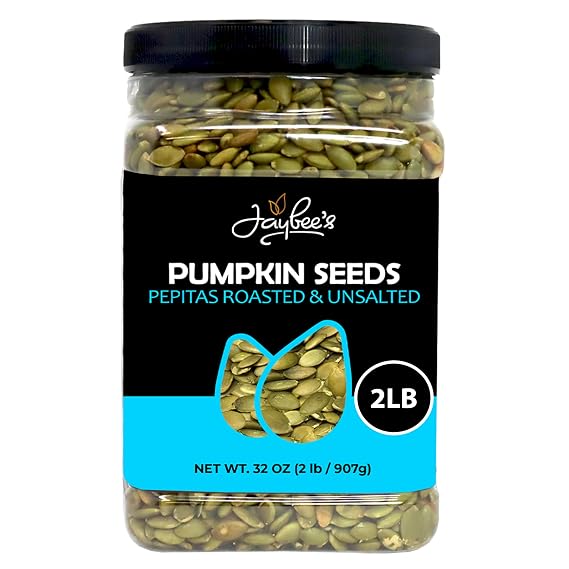 Jaybee's Unsalted Pumpkin Seeds 32 oz, Roasted Pepitas, Healthy Snack