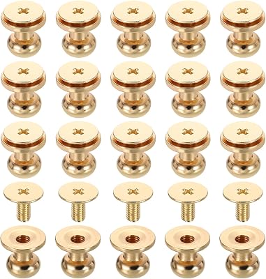 uxcell 20 Pcs Brass Ball Head Stud Screw, 7mm0.28 Nipple Rivet Button Strap Stopper for DIY Leather Craft, Gold Tone