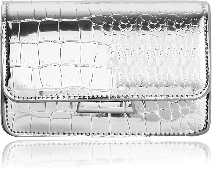 Small Crossbody Purse Bag for Women,Y2K Cute Metallic Croc Handbag