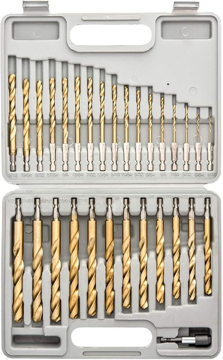 Tooluxe 10055L Titanium Hex Shank Drill Bits with Quick Change Design | 30-Piece Set, Model: 10055L, Outdoor & Hardware Store