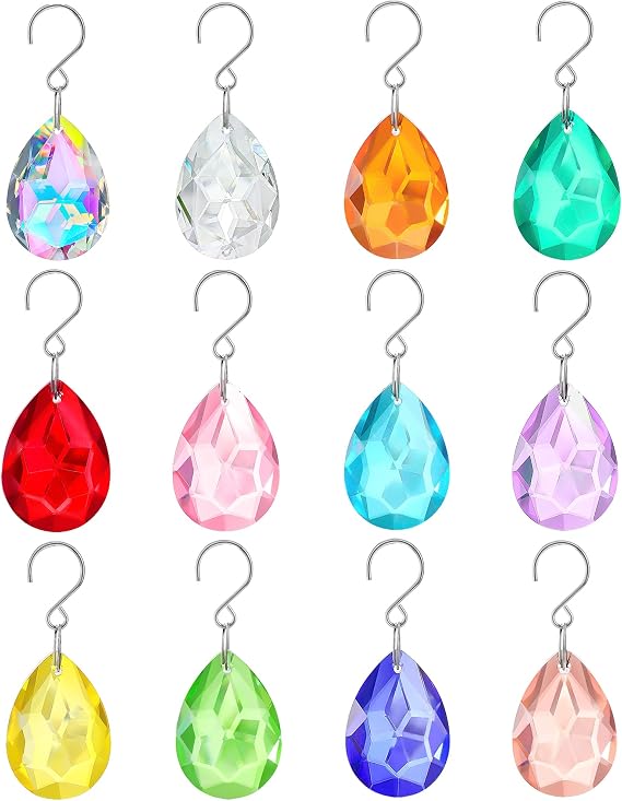 12 Pcs 38mm Multicolor Bauhinia Crystal Suncatcher Prisms Chandelier Decor