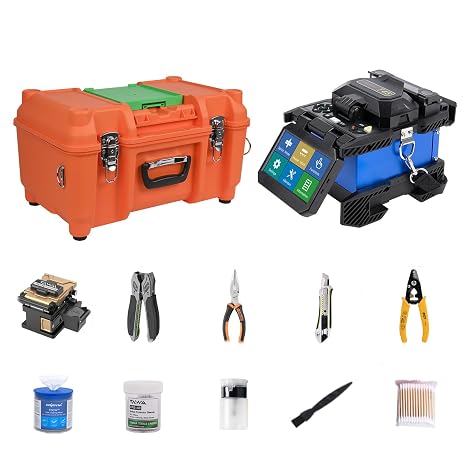 Orientek T45 Optical Fiber Fusion Splicer ARC Fusion Splicer Fiber Core Alignment Fiber Fusion Splicer Automatic FTTH Fiber Optical Welding Splicing Machine Splicing 7S Heating 18S