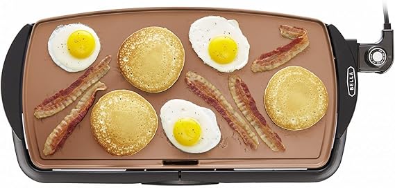 bella Electric 10.5"x20" Ceramic Non-Toxic, Titanium Griddle, Copper/Black