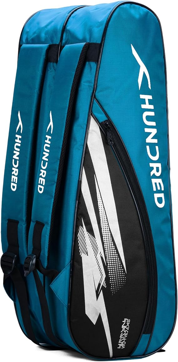 HUNDRED Cosmogear Badminton Kit-bag (Size: Large) | Double Zipper | Bag with Front Zipper Pocket | Material: Polyester| Padded Back Straps | Easy-Carry Handle