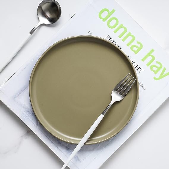 Stone Lain Tom Stoneware Dinner Plate Set of 4, Olive