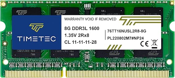 Timetec 8GB DDR3L / DDR3 1600MHz (DDR3L-1600) PC3L-12800 / PC3-12800(PC3L-12800S) Non-ECC Unbuffered 1.35V/1.5V CL11 2Rx8 Dual Rank 204 Pin SODIMM Laptop Notebook PC Computer Memory RAM Module Upgrade