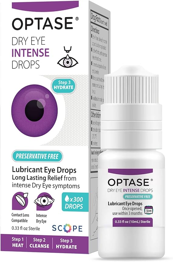OPTASE Dry Eye Intense Drops - Preservative Free Eye Drops - Multidose Bottle - Step 3 Hydrate - .33 fl oz, 300 Doses