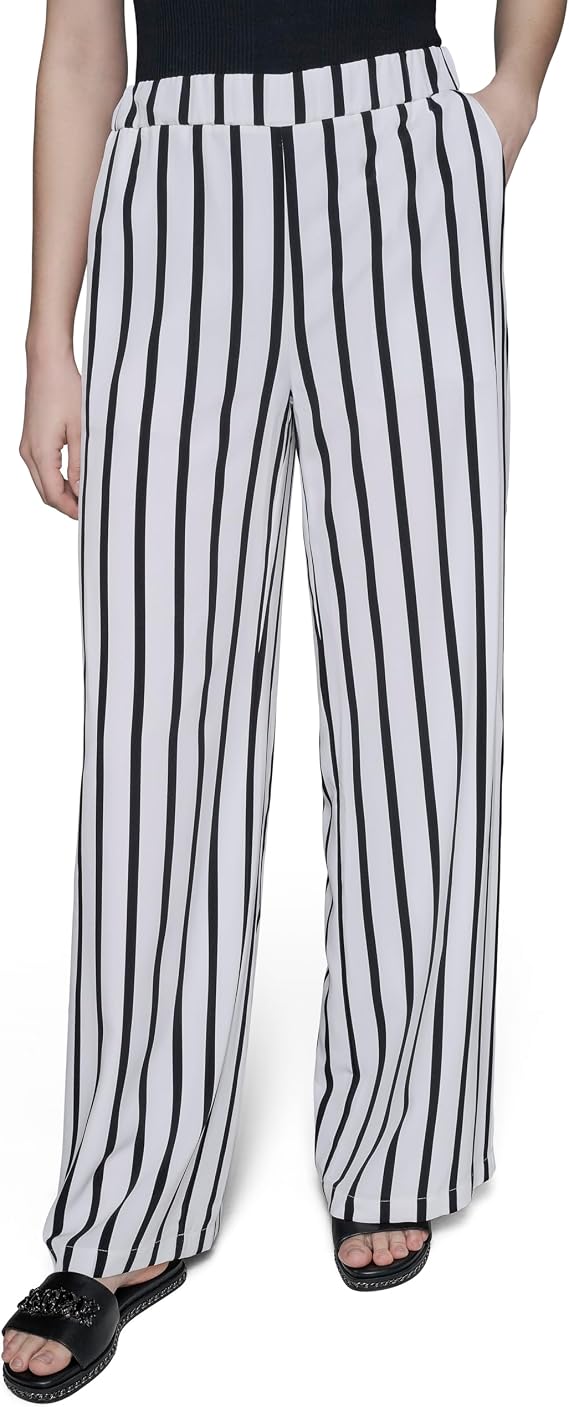 Karl Lagerfeld Women's Soft Everyday Striped Casual Pant