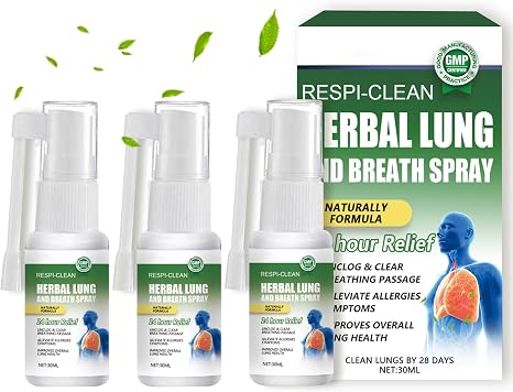 Herbal Lung Spray Pack of 3 Lung Cleaning Spray for Better Breathing Lung Cleansing Spray Natural Plant Extracts Herbs Lung Cleaning & Repair Spray Portability Daily Use
